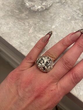 Ocean themed Sterling Silver Sculptural Done Ring - Silver
